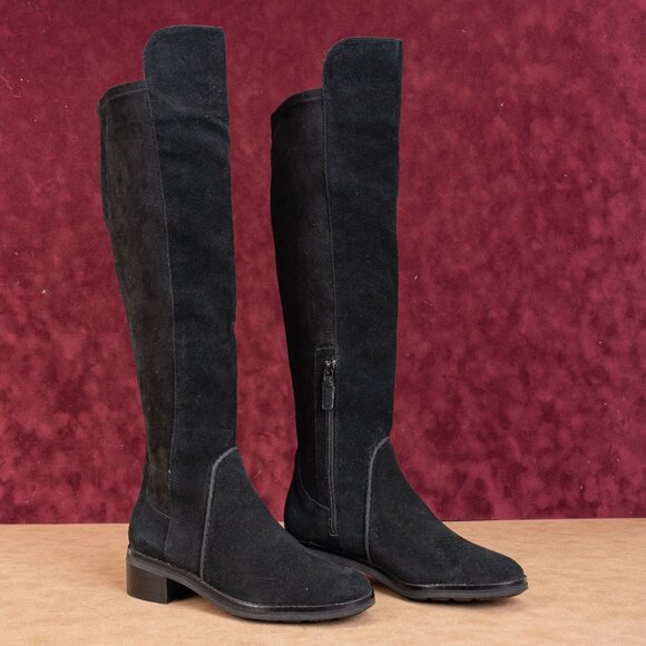 Cole Haan Women Calgary Water Resistant Black Suede OTK Fashion Tall Boots 6.5 - Picture 1 of 10